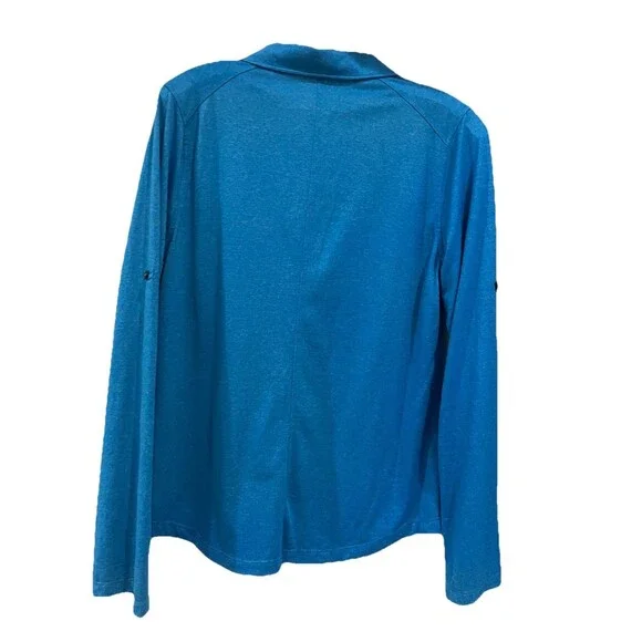 Marmot Womens ALLIE Blue Henley Roll Tab Sleeve Hiking Outdoor Performance Sz L - Picture 3 of 9